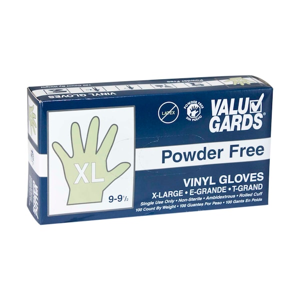 Valugards Extra Large Powder Free Vinyl Glove, PK1000